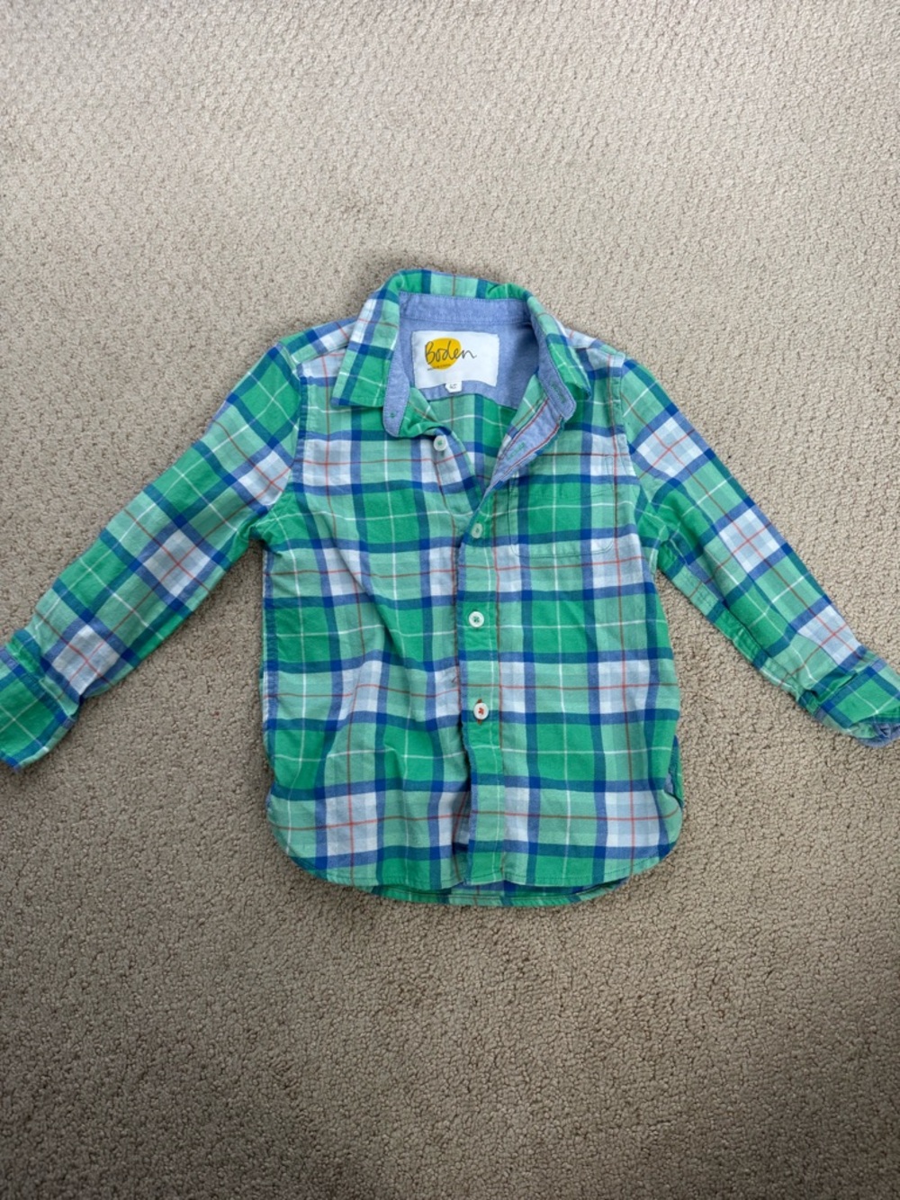 Boden Green and Blue Plaid Button-Down Shirt - Kids 2-3T